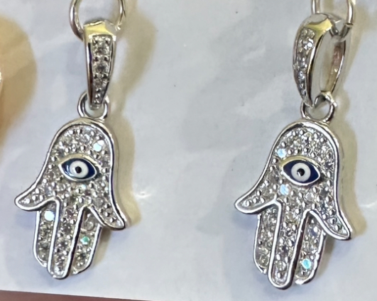 Hamsa Evil Eye Sterling Silver Earrings-