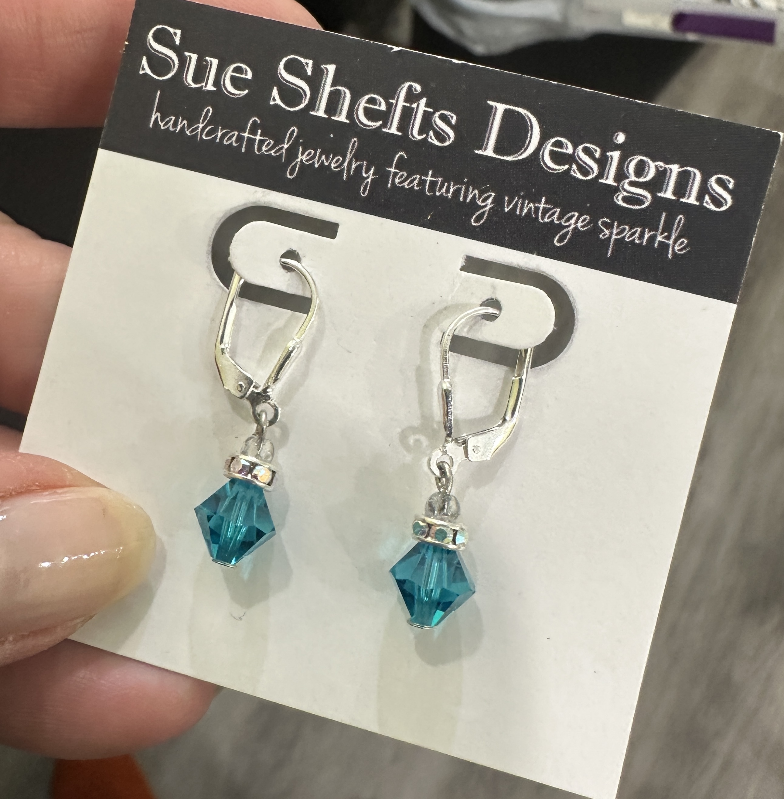 Teal Sparkle Swarovski Crystal Earrings-