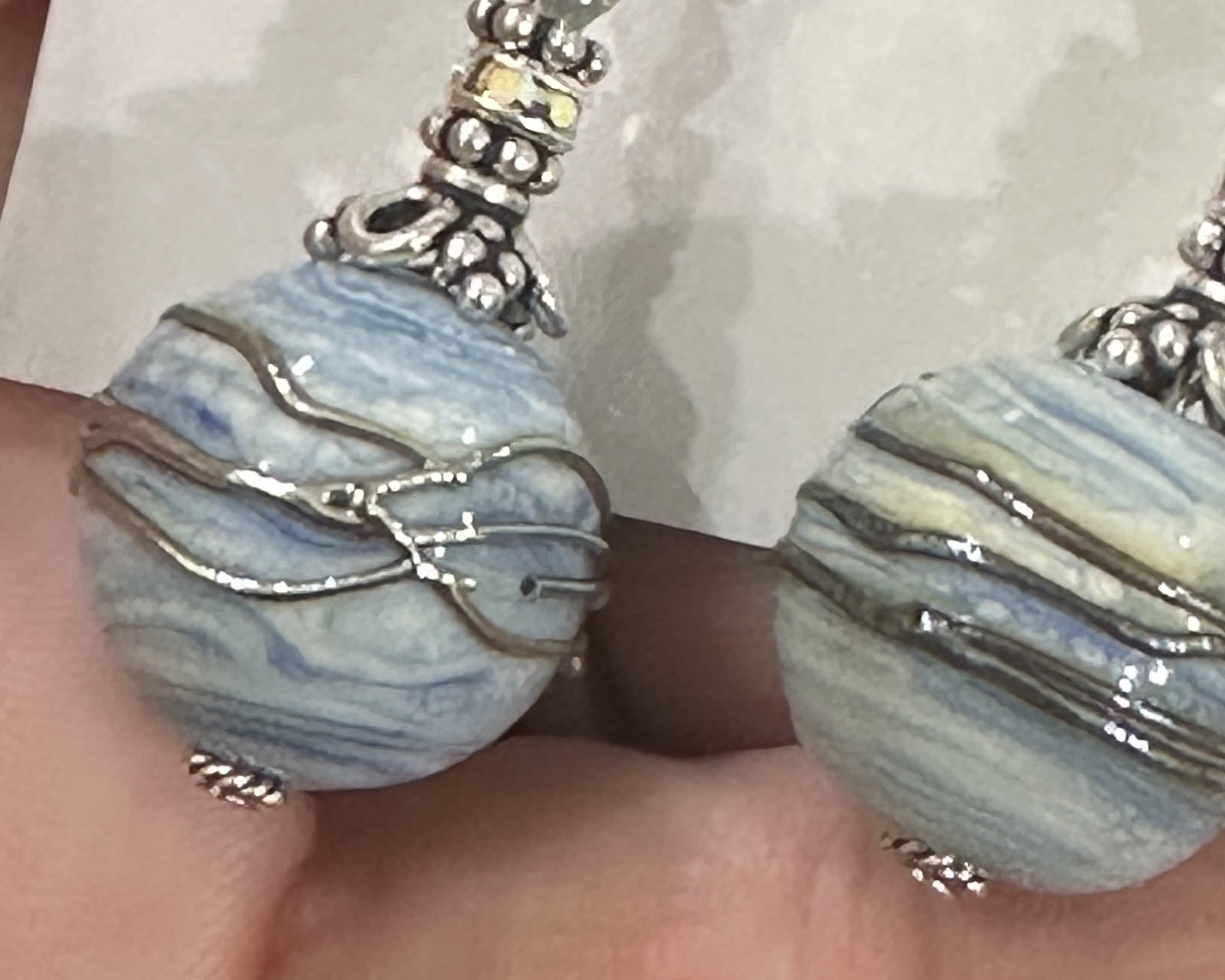 Handblown Streaky Cloud Art Glass Earrings-