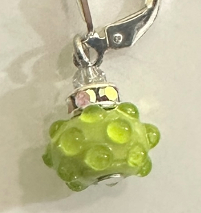 Chartreuse Dots Art Glass Earrings-