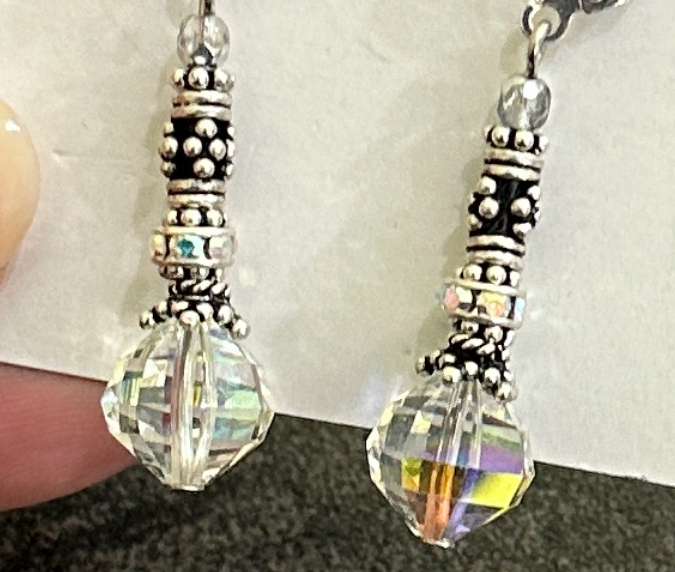 Vintage Aurora Borealis Sparkle Dangle Earrings-