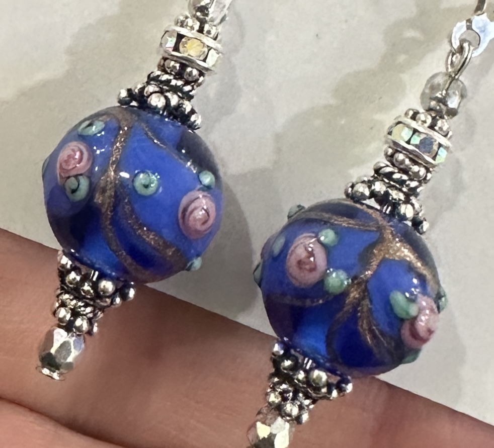 Roses & Royal Blue Artful Earrings-