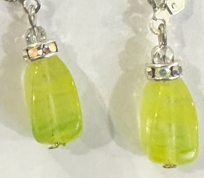 Chartreuse Vintage Glass Happy Earrings-