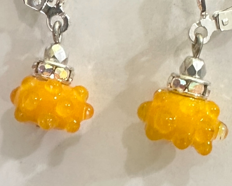 Juicy Tangerine Dots Art Glass Earrings-