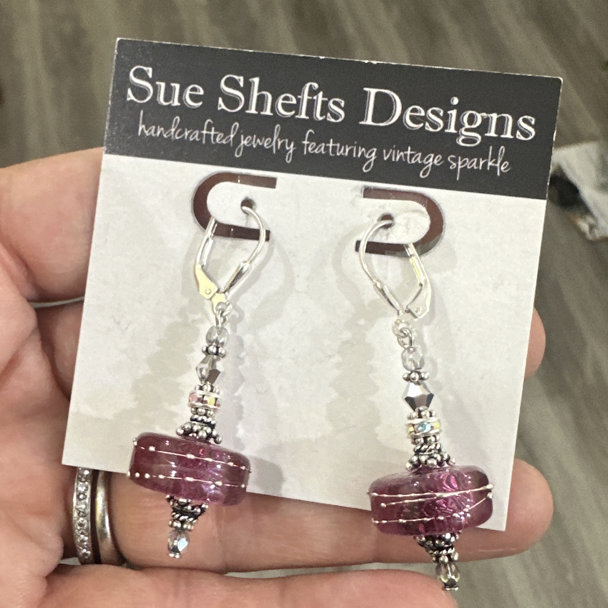 Fuchsia Shimmer Stunners Art Glass Earrings-