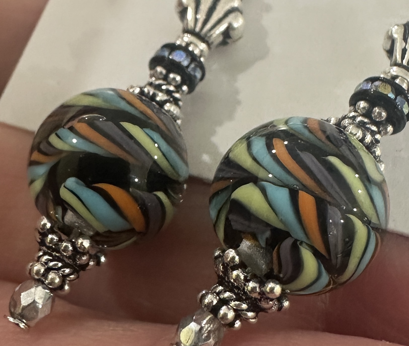 Rainbow Swirled Beauties Art Glass Earrings-