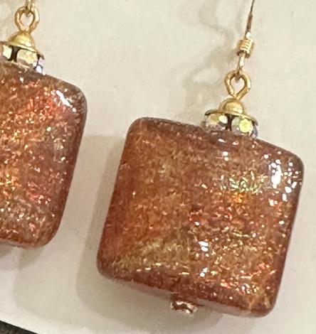 Copper Shimmer Art Glass Earrings-