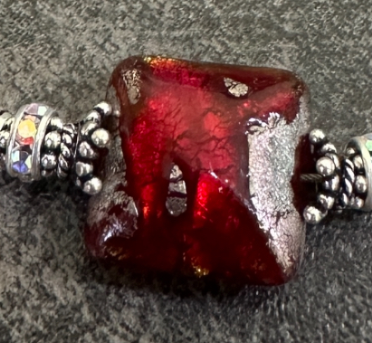 Ancient Red Art Glass Curve Bracelet-