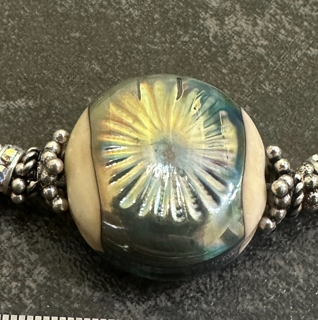 Golden Starburst Art Glass Curve Bracelet-